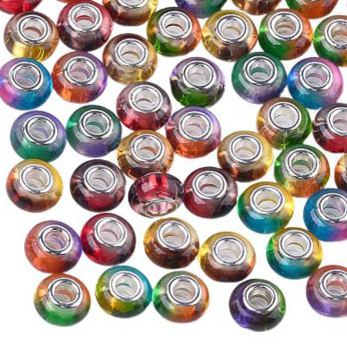 Resin Beads Silver Brass Core Mixed Colors (10 Pack) 280-