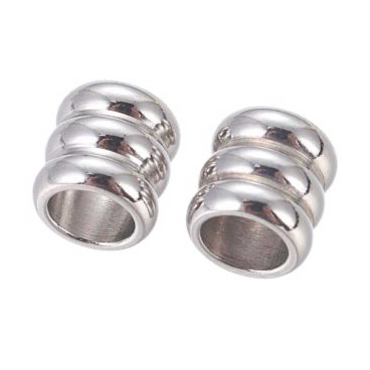 Silver Ringed Metal Beads (10 Pack) 201 Stainless Steel