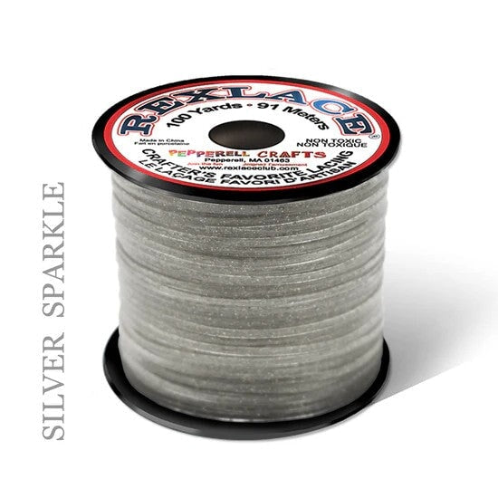 Silver Sparkle Rexlace Flat Plastic Lacing Spool 100 yd (91 m) Pepperell