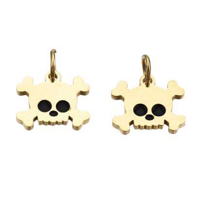 Skull Pendants Real 14K Gold Plated 316 Surgical Stainless Steel (2 Pack) 280-