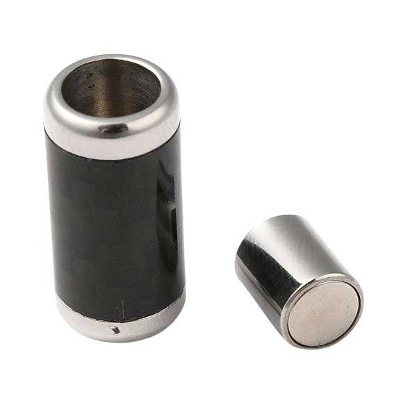 Tube Black/Silver Magnetic Clasps 304 SS Glue In Ends 6 mm (1 Pack) 280-