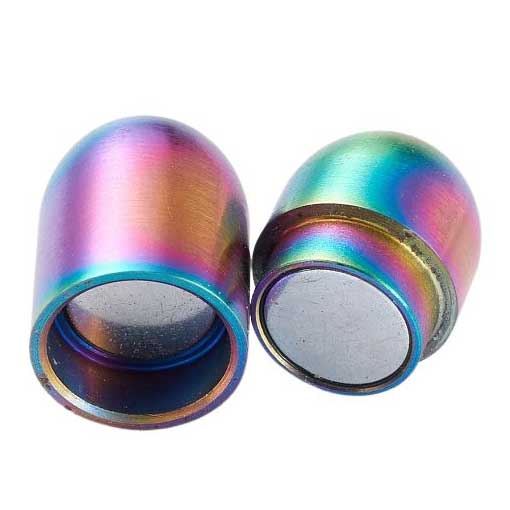 Tube Rainbow Ion Plating Magnetic Clasps 304 SS Glue In Ends 6 mm (1 Pack) 280-