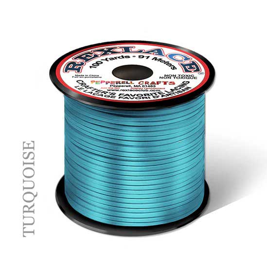 Turquoise Pearlized Rexlace Flat Plastic Lacing Spool 100 yd (91 m) Pepperell
