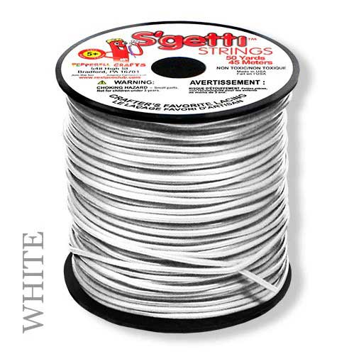 White S'getti String Round Hollow Plastic Lacing Spool 50 yd (45 m) Pepperell
