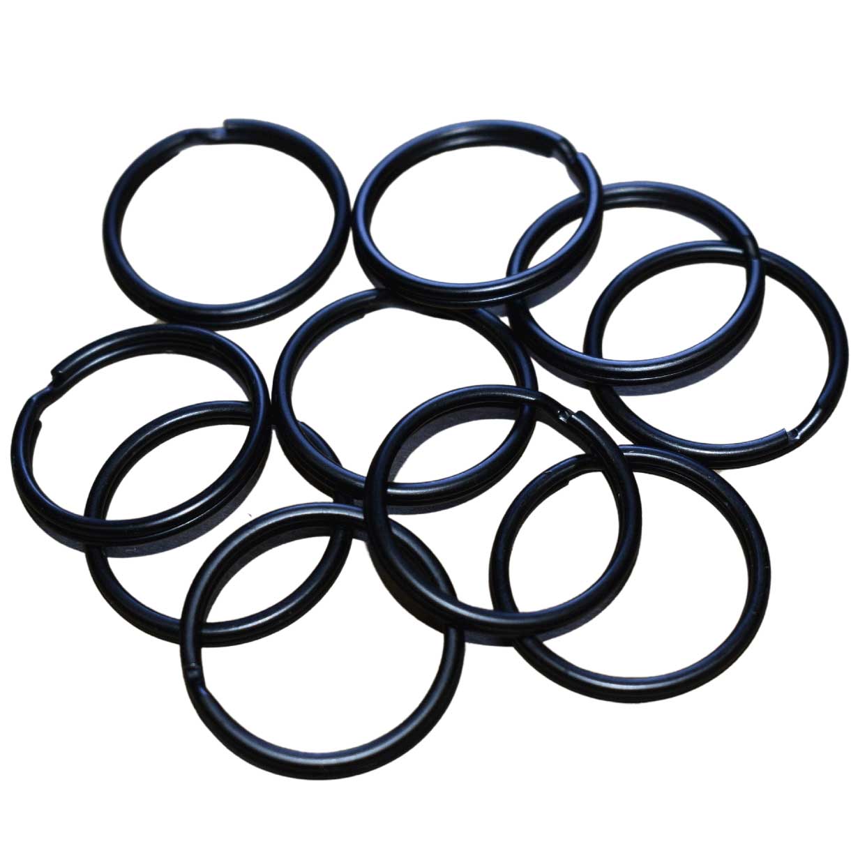 Black Split Ring 1 1/8" Outside Dimension (10 Pack) - Paracord Galaxy