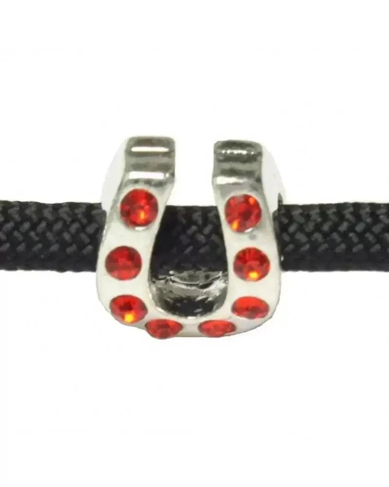 Charm Horsehoe with Red Rhinestones (5 pack) China