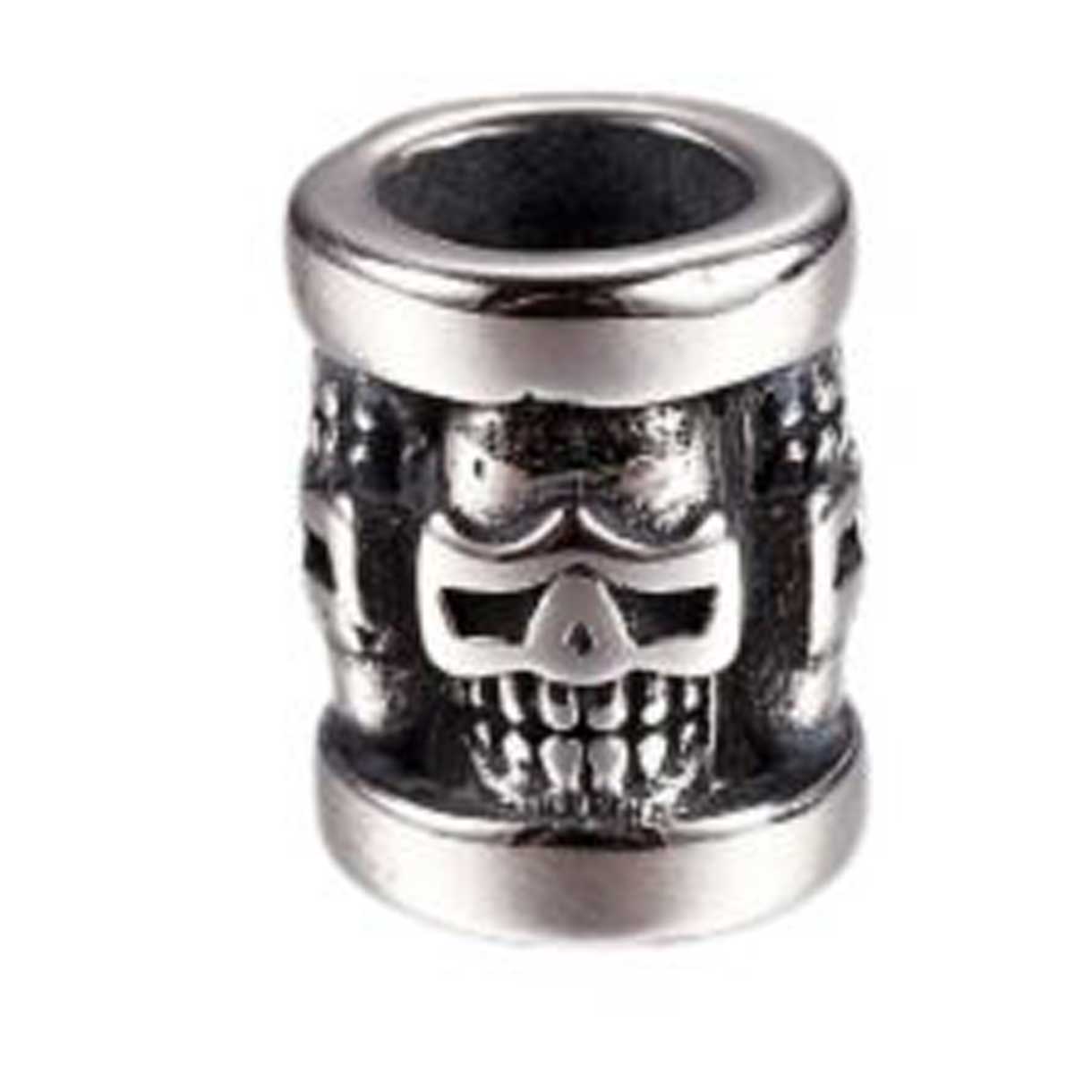 304 Stainless Steel Antique Silver Skull Column Bead/Charm (1 Pack) 280-