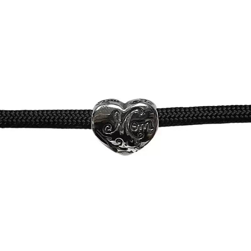 Cursive Mom Heart Bead (5 Pack) - Paracord Galaxy