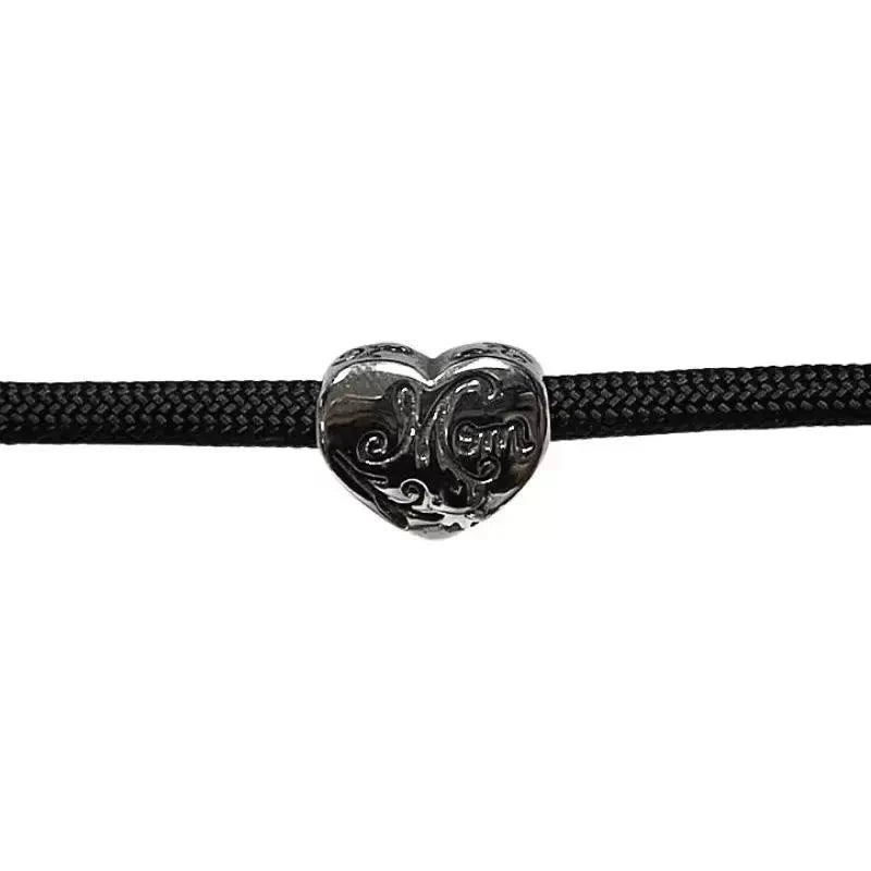 Cursive Mom Heart Bead (5 Pack) China
