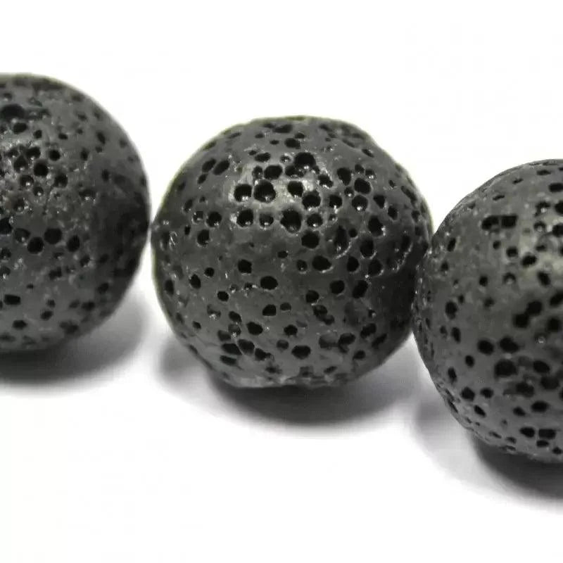 Large Round Black Lava Bead (10 Pack) Hole Size 2.6 mm China