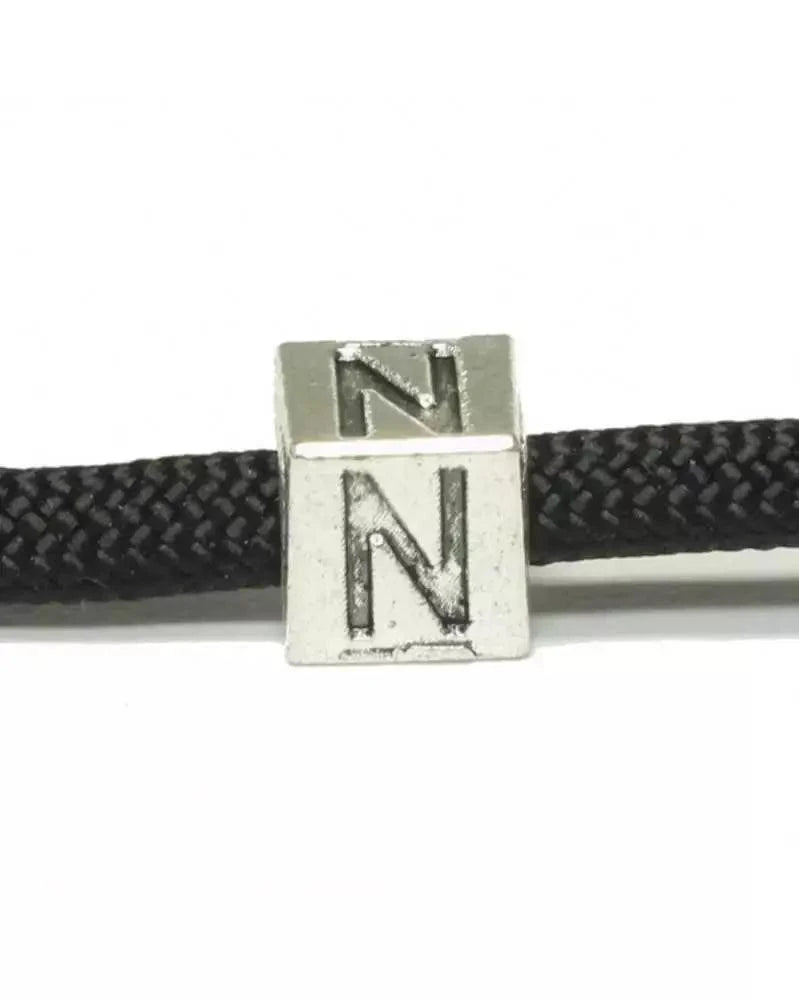 Metal Alphabet Letter Cube Bead - N (1 pack) China