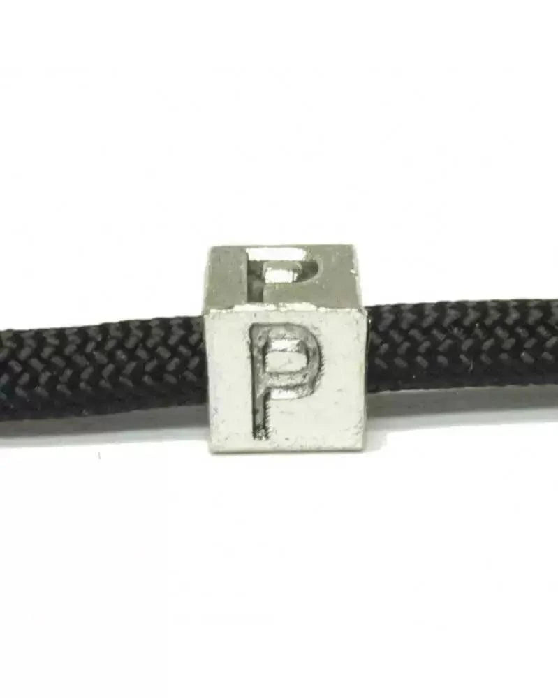 Metal Alphabet Letter Cube Bead - P (1 pack) China