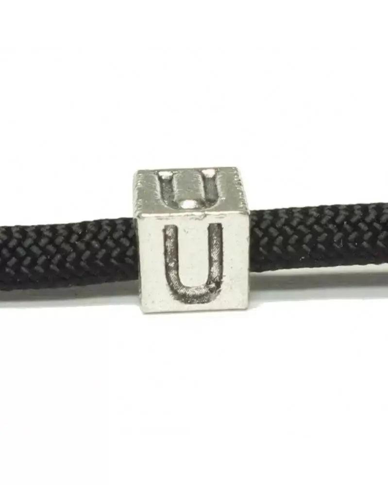 Metal Alphabet Letter Cube Bead - U (1 pack) - Paracord Galaxy