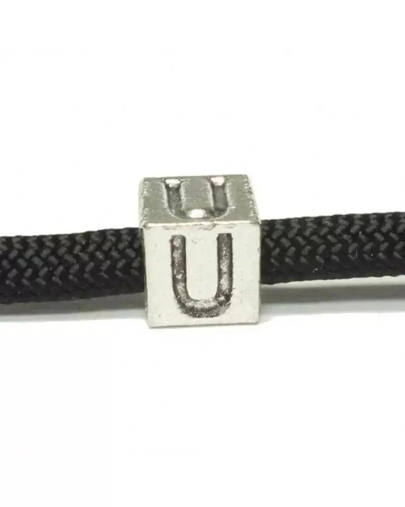 Metal Alphabet Letter Cube Bead - U (1 pack) China