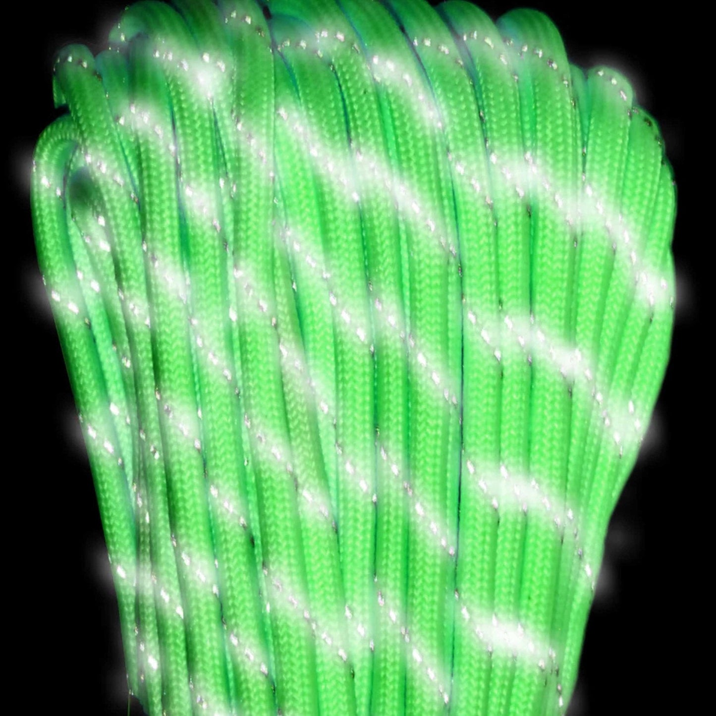5.0mm (3/1”) Paracord Reflective White Uber Glow in the Dark Made in the USA Polyester/Nylon (100 ft) Atwood Rope MFG