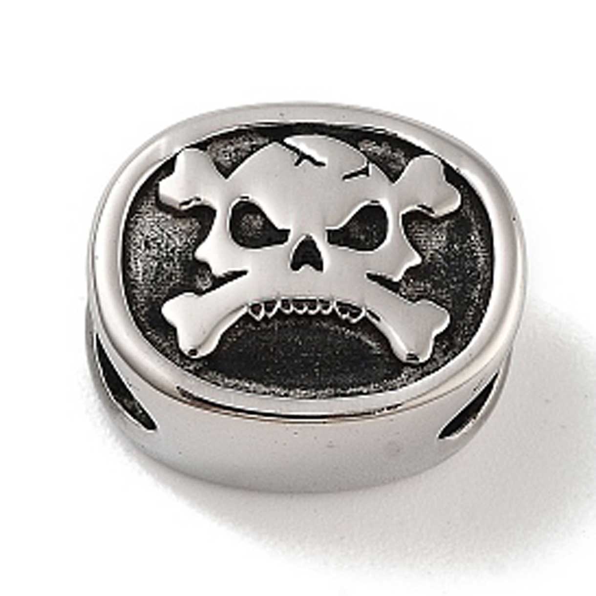 Retro Oval Skull Charm/Bead 304 Stainless Steel