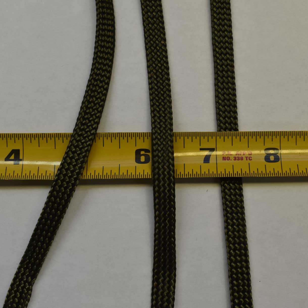 **Sinker Line 1/2 *(3/8) Inch Olive Coreless Flat Nylon Cord Made in the USA El Wood Braiding Co