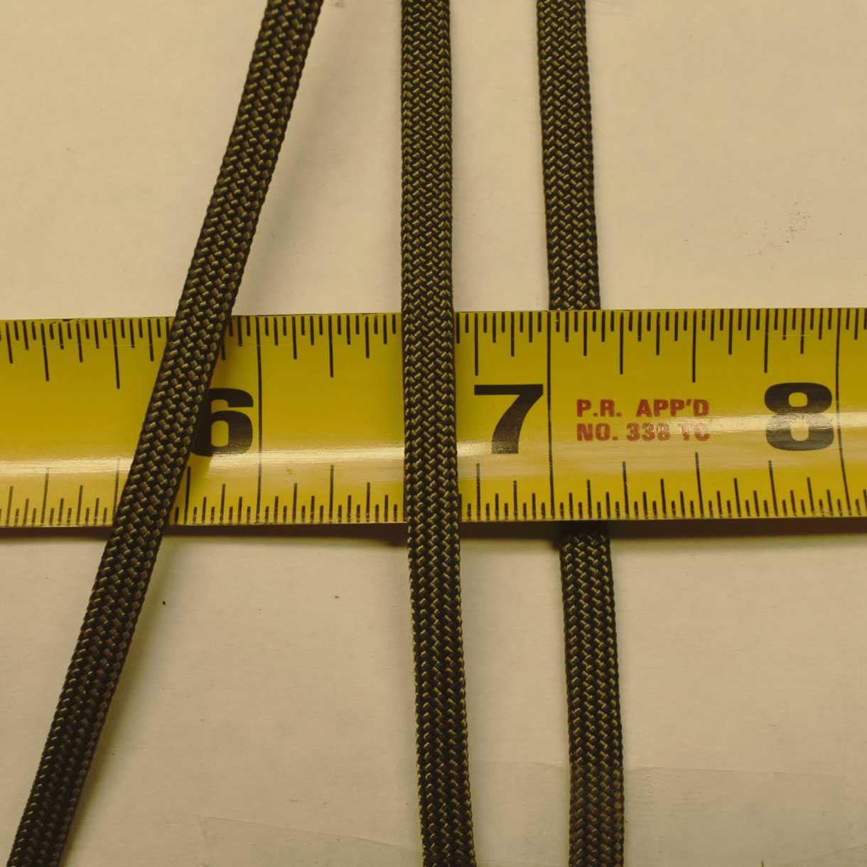 **Sinker Line 1/4 *(3/16) Inch Olive Drab (OD) Coreless Flat Nylon Cord Made in the USA El Wood Braiding Co
