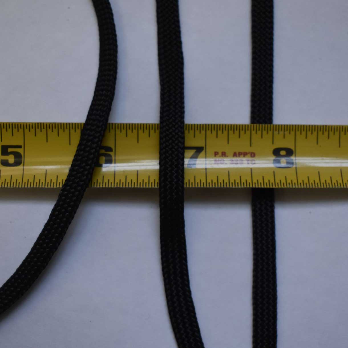 **Sinker Line 3/8 *(1/4) Inch Black Coreless Flat Nylon Cord Made in the USA El Wood Braiding Co