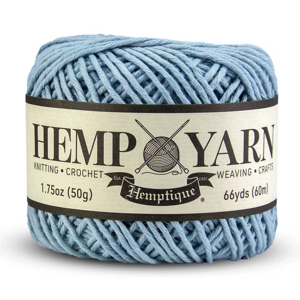 2 mm Sky Blue Yarn Cotton and Hemp 1 Ball Total 60 m (66 yd) Hemptique