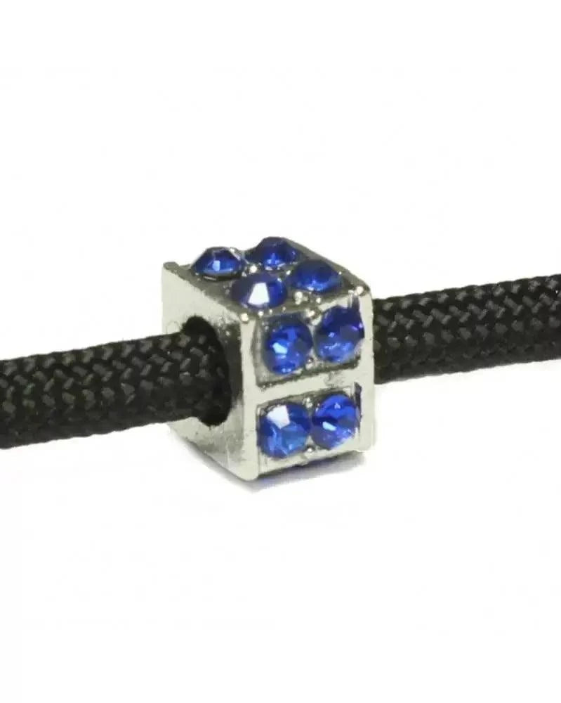 Square Bead with Blue Rhinestones (10 Pack) China