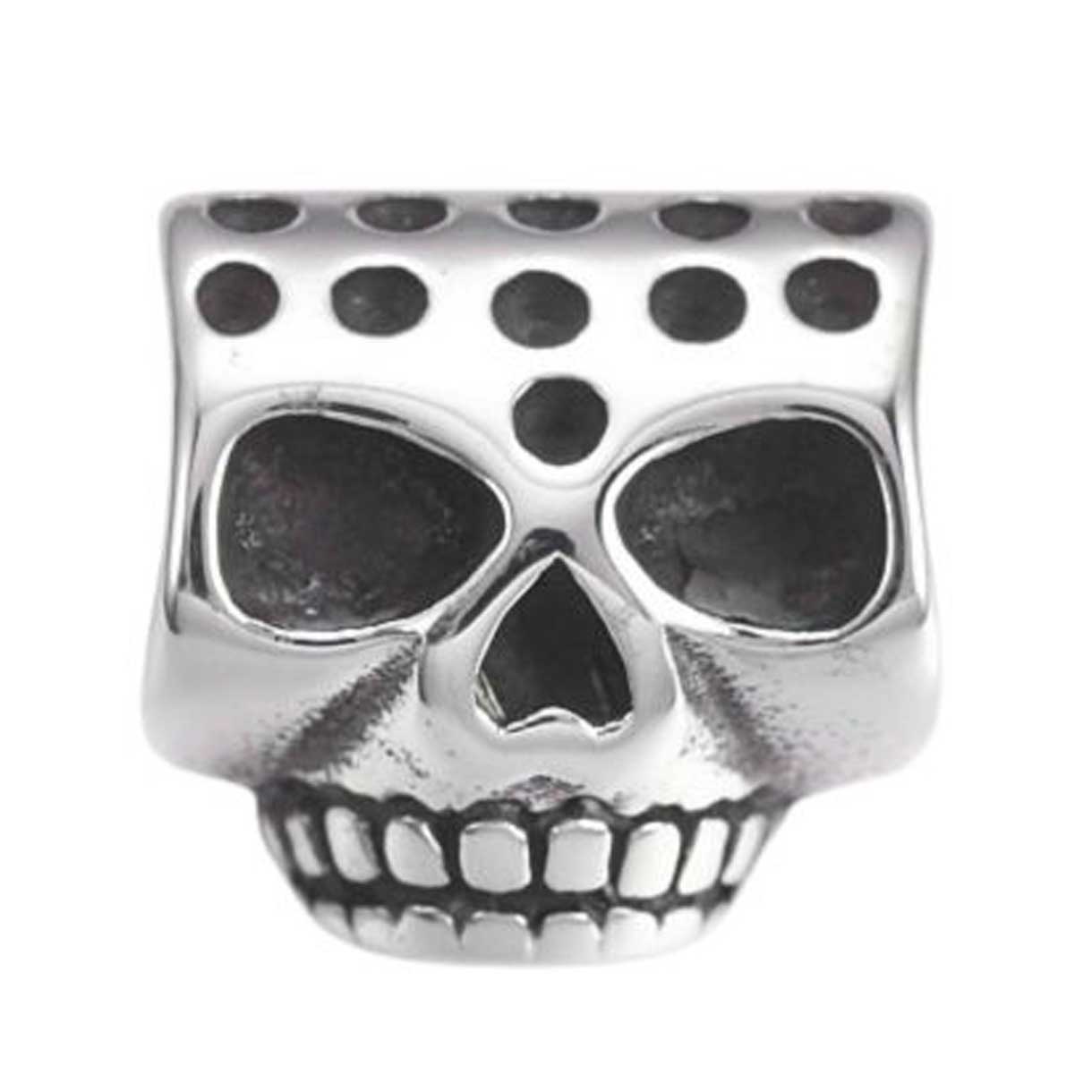 Square Skull Charm/Bead 304 Stainless Steel