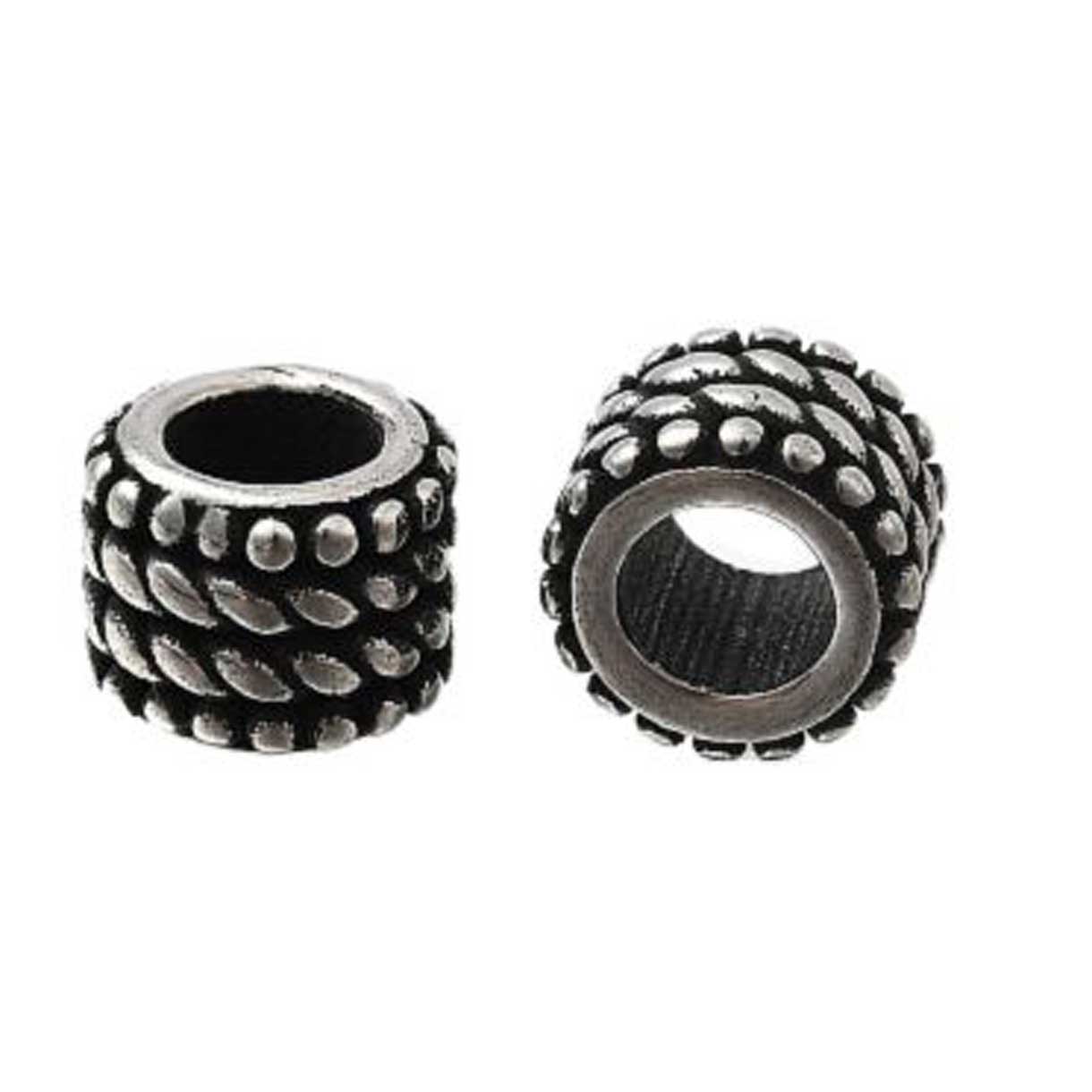 Traction Tread 304 Stainless Barrel Bead/Charm (2 pack)