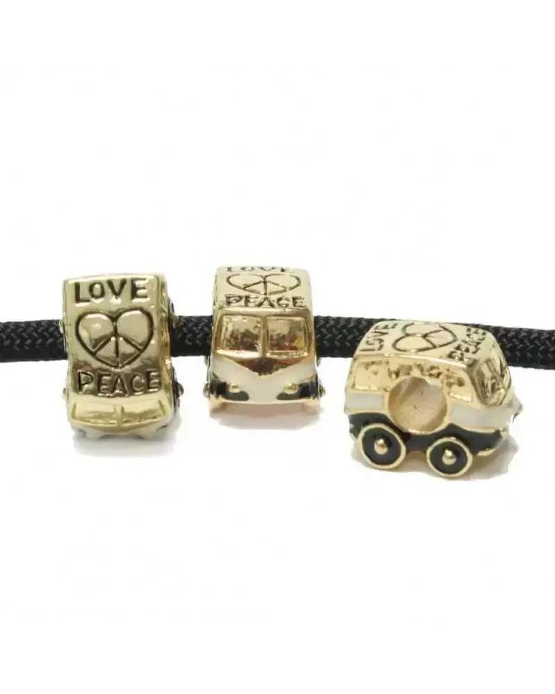Van Love & Peace - Gold Tone w/Black & White - Bead/Charm (5 Pack) - Paracord Galaxy