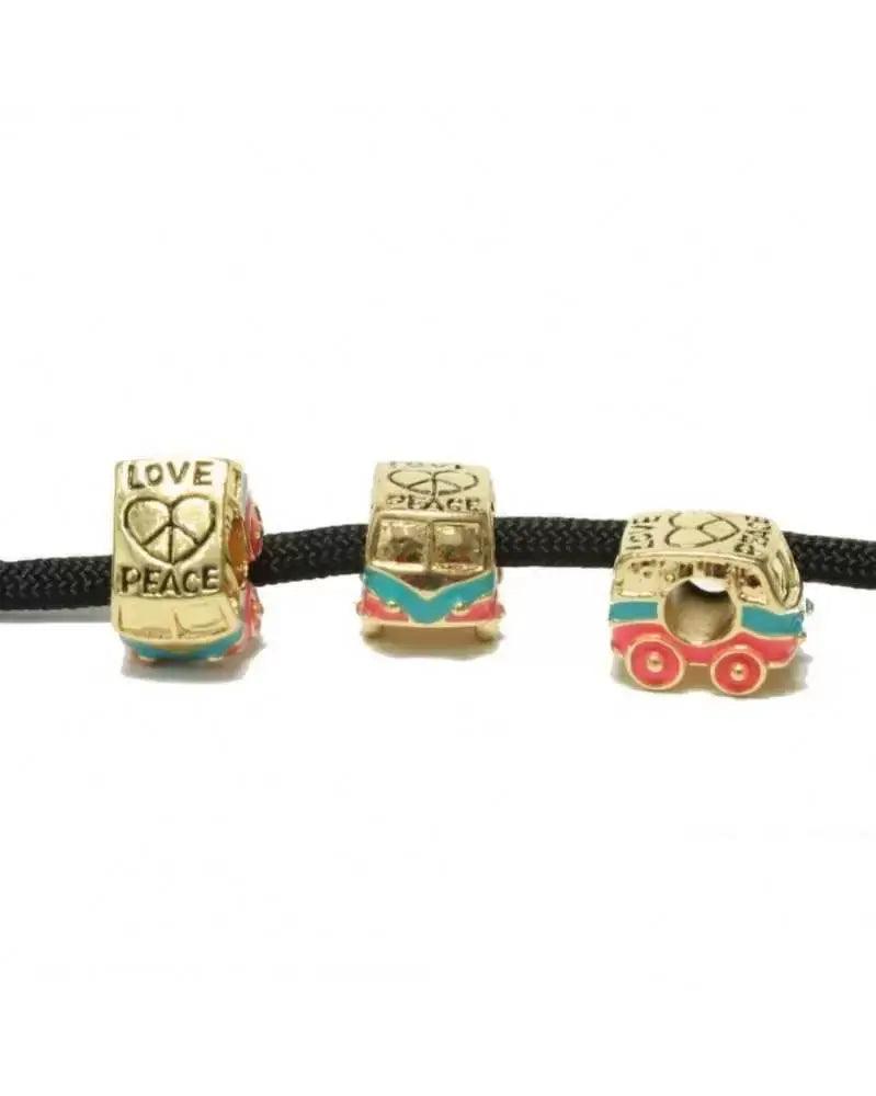 Van Love & Peace - Gold Tone w/Pink & Blue - Bead/Charm (5 Pack) - Paracord Galaxy