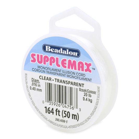 0.40 mm (.016") Clear Classic SuppleMax Illusion Cord/Thread 50 m (164 ft) Beadalon