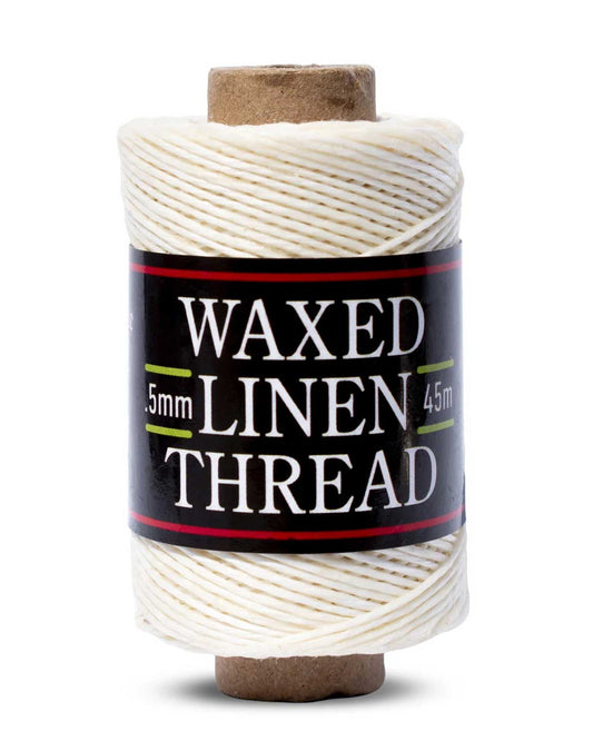 0.5 mm (1/64") Natural/Off White 3 Ply Linen Thread/Cord w/Beeswax Coating 45 m (147.5 ft)