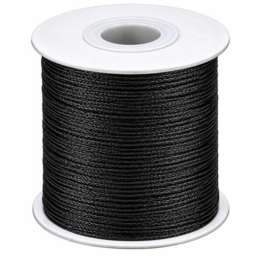 0.5 mm Black Round Waxed Polyester Cord/Thread 169.5 yd (155 m) 280-