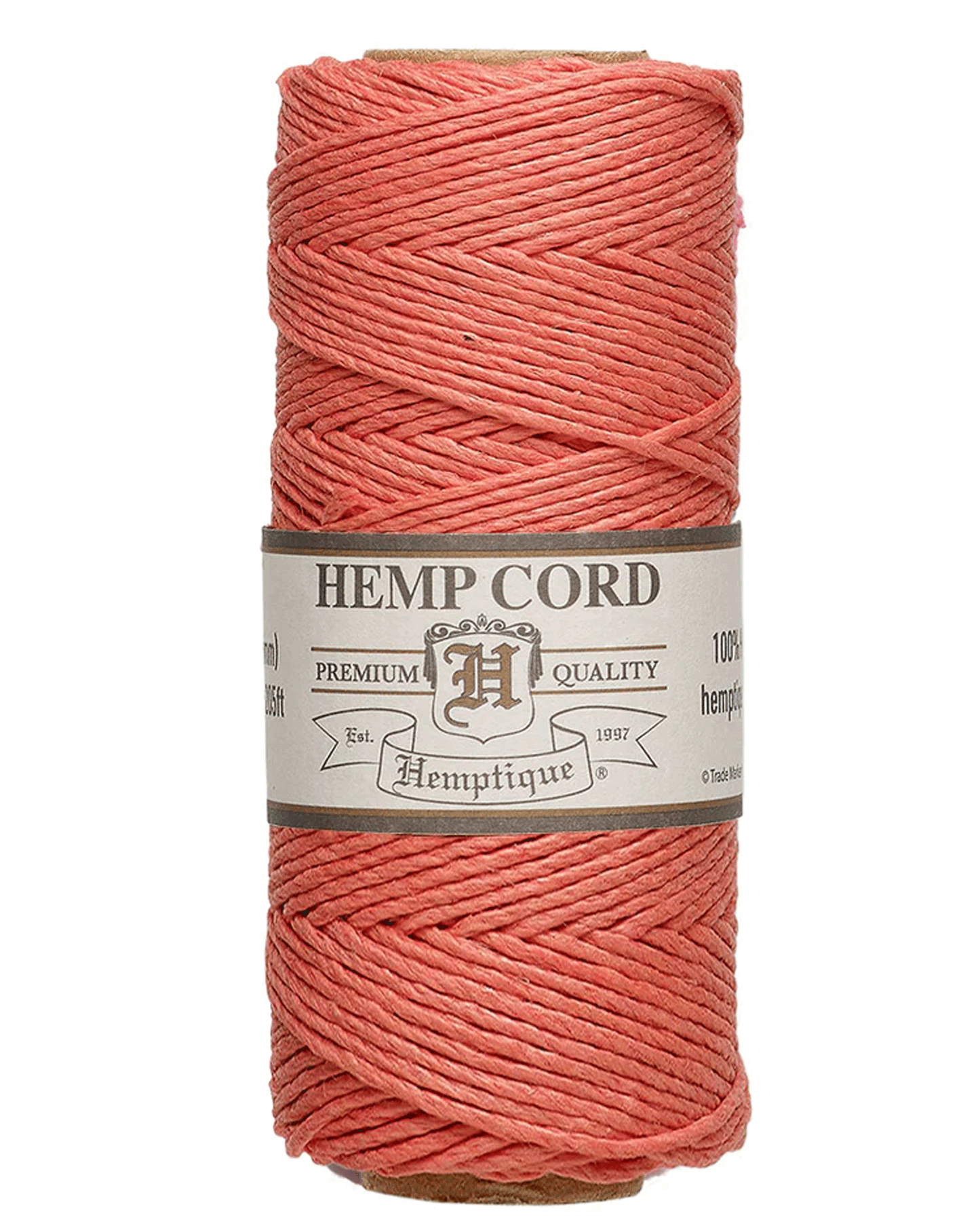 1 mm (3/64") Sunset Coral Hemp Twine/Cord Spool 62.5 m (205 ft)