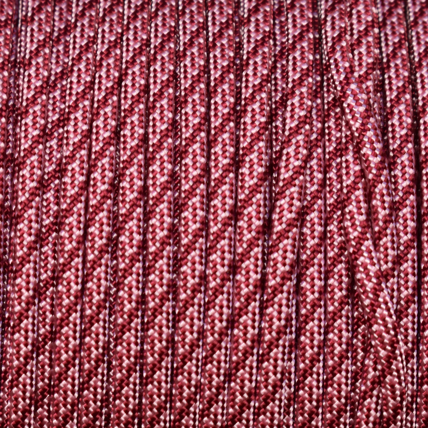 550 Paracord Rose Pink with Burgundy Helix Made in the USA Nylon/Nylon (1000 FT.)
