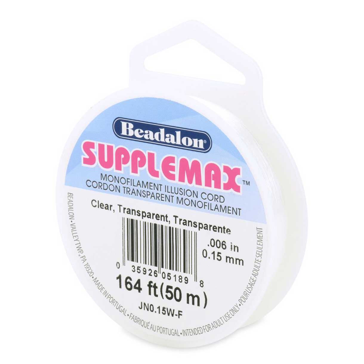 0.15 mm (.006") Clear Classic SuppleMax Illusion Cord/Thread 50 m (164 ft)