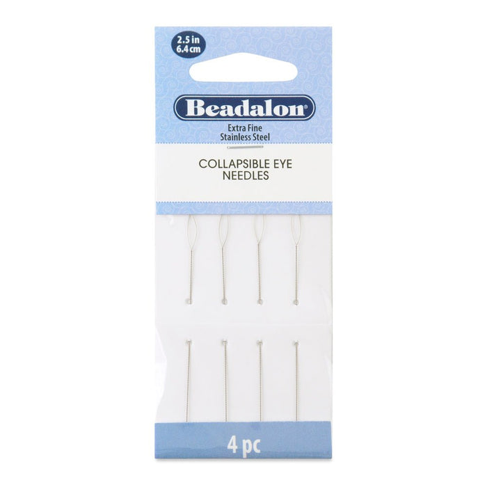 0.24 mm (.009") Extra Fine Collapsible Eye Beading Needles 4 Pack 6.4 cm (2.5")