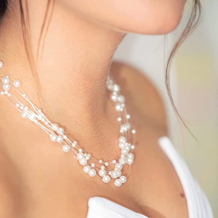 SuppleMax thread beaded white necklace