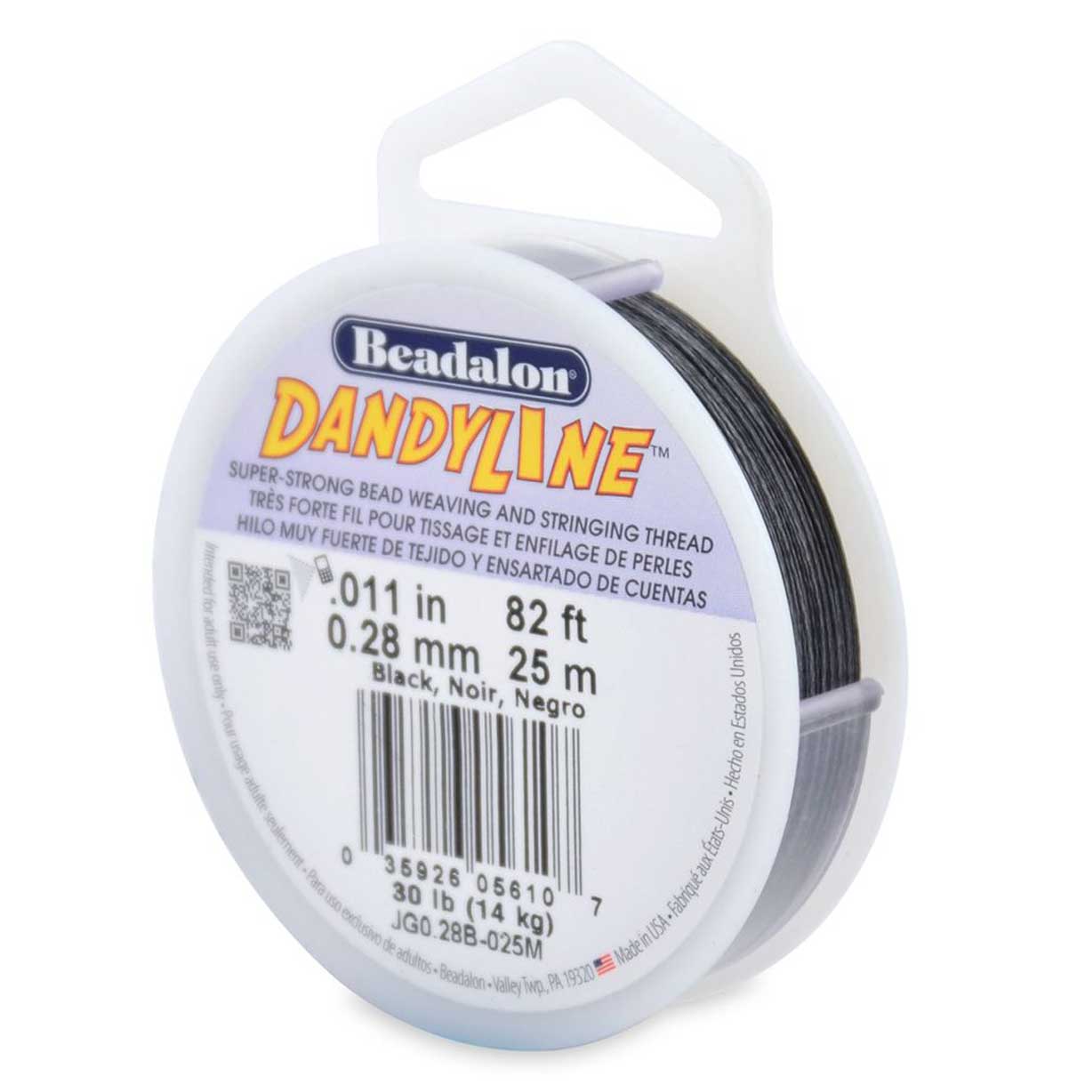 0.28 mm (.011") Black Dandy Line 25 m (82 ft) Made in the USA