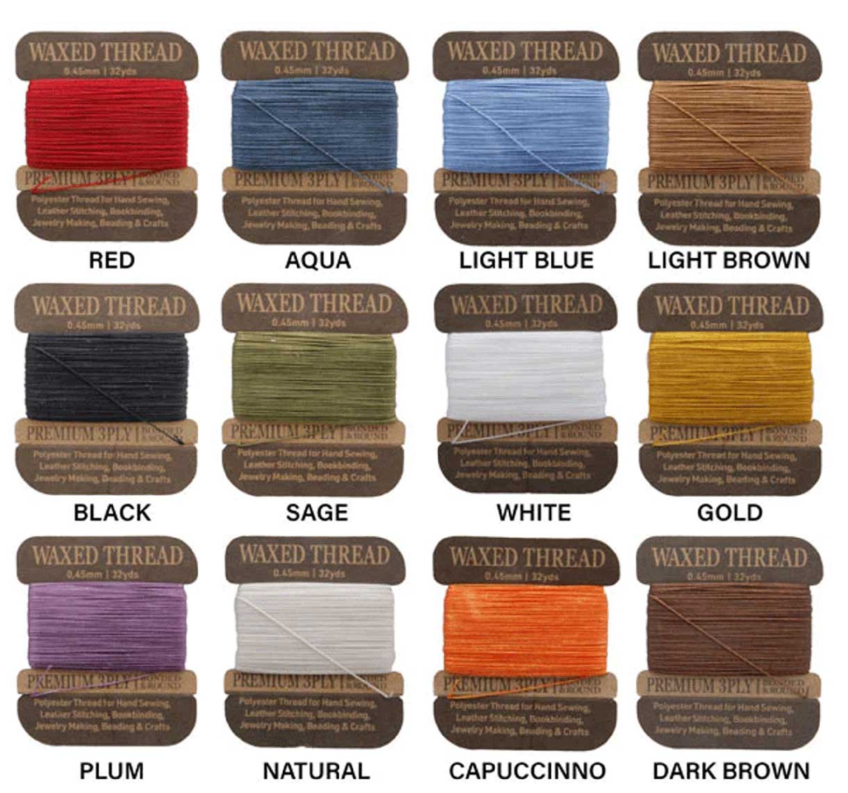 Waxed thread colors