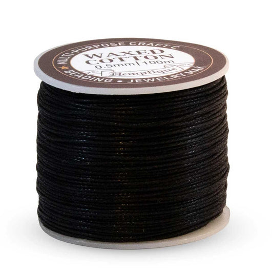 0.5 mm (1/64") Black Waxed Cotton Thread Spool 100 m (328 ft)