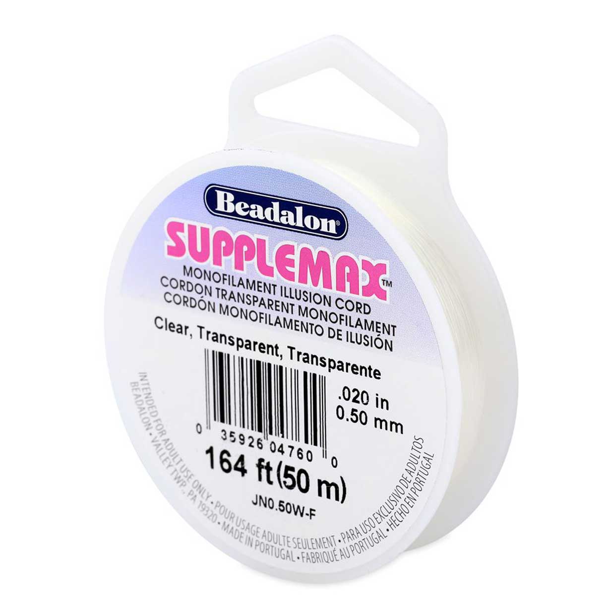 0.50 mm (.020") Clear Classic SuppleMax Illusion Cord/Thread 50 m (164 ft)