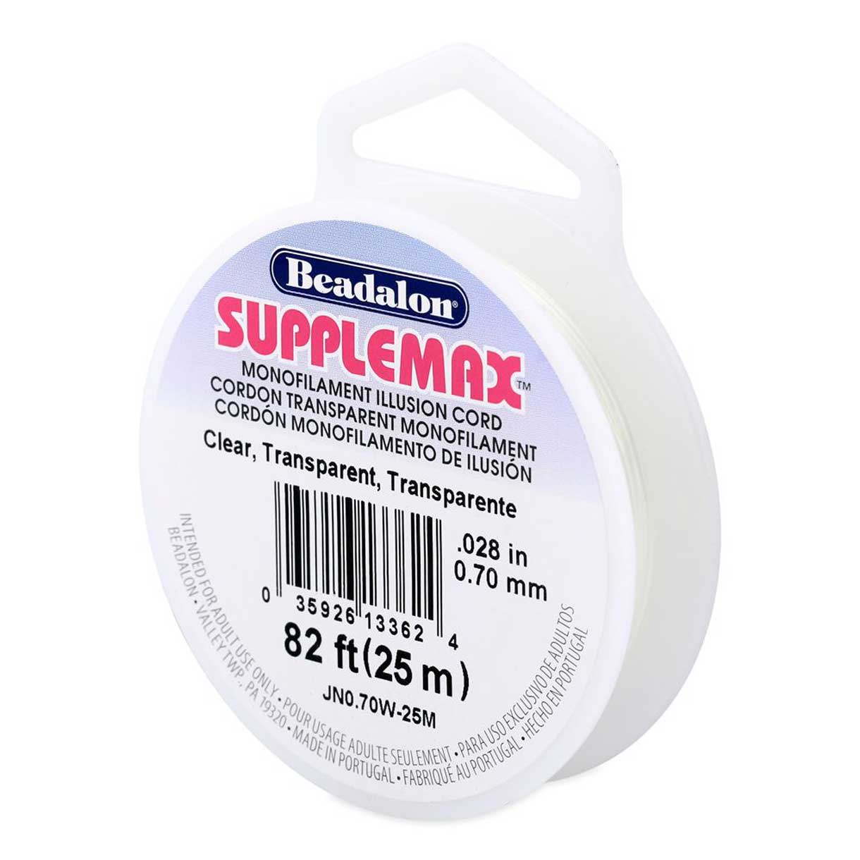 0.70 mm (.028") Clear Classic SuppleMax Illusion Cord/Thread 25 m (82 ft)