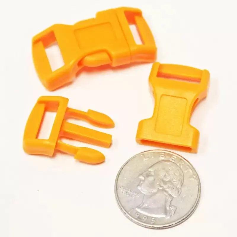 1/2 Inch Light Orange Side Release Curved Buckles (10 pack)  paracordwholesale
