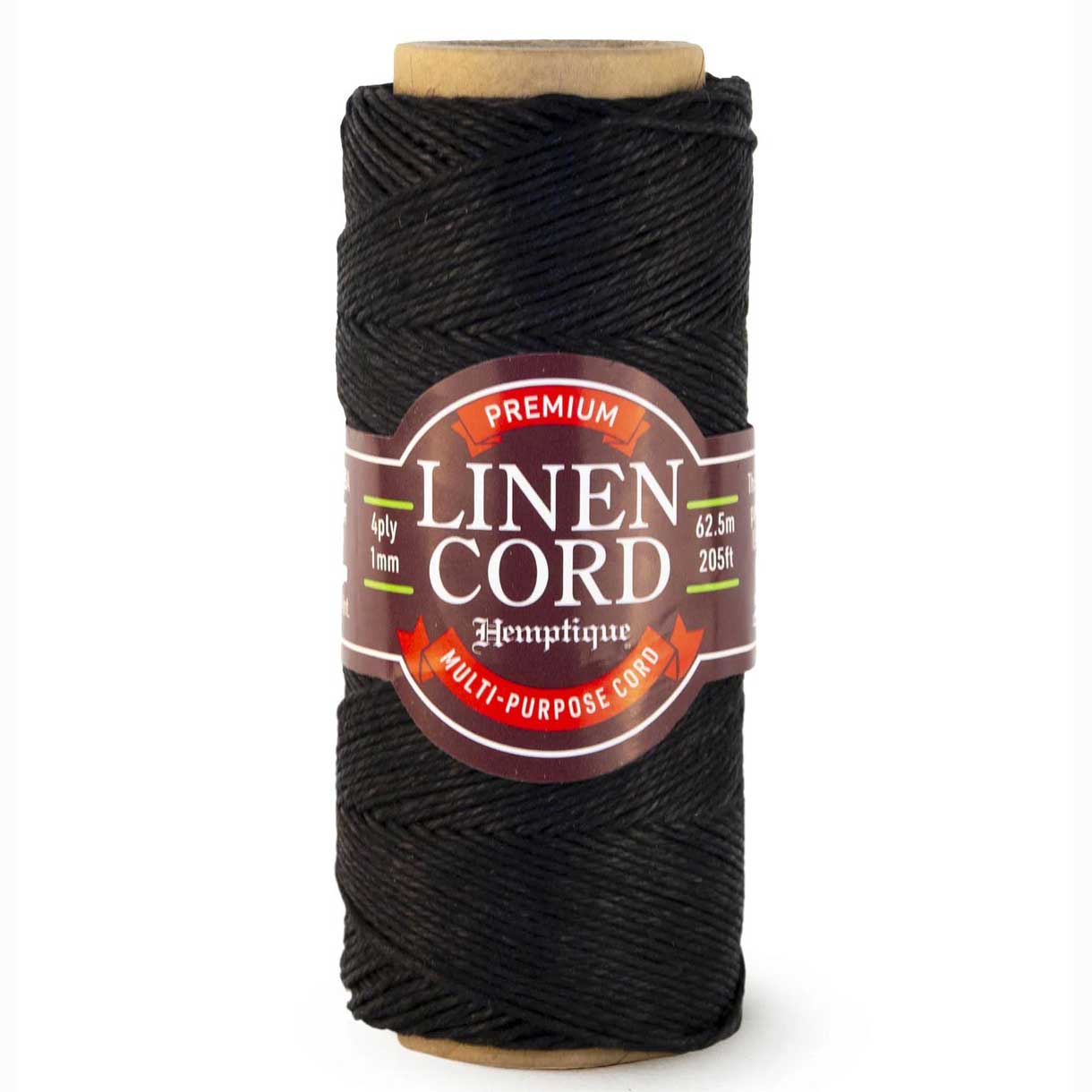 1 mm (3/64") Black Premium Linen Twine/Cord 62.5 m (205 ft)
