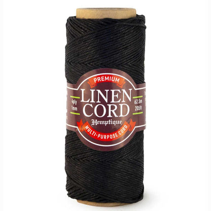 1 mm (3/64") Black Premium Linen Twine/Cord 62.5 m (205 ft)