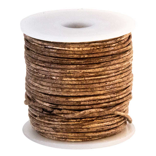 1 mm (3/64") Dark Brown Rustic Round Leather Cord Spool 22.9 m (75 ft)