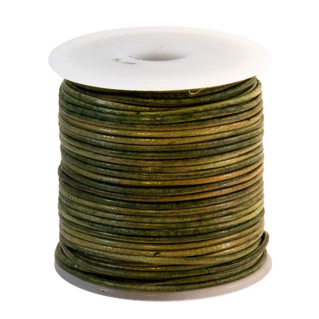 1 mm (3/64") Green Antique Round Leather Cord Spool 22.9 m (75 ft)