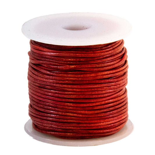 1 mm (3/64") Red Antique Round Leather Cord Spool 22.9 m (75 ft)