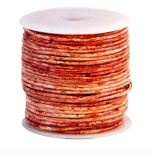 1 mm (3/64") Red Rustic Round Leather Cord Spool 22.9 m (75 ft)