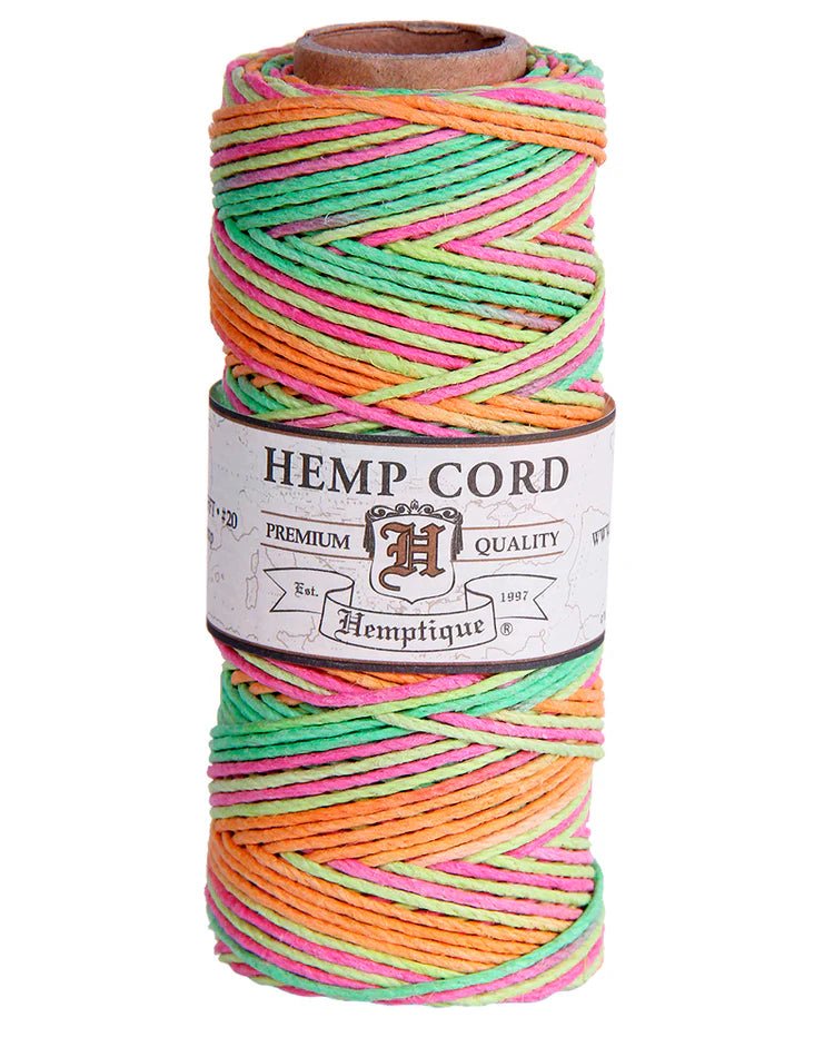 1 mm (3/64") Variegated Neon Hemp Twine/Cord Spool - Paracord Galaxy